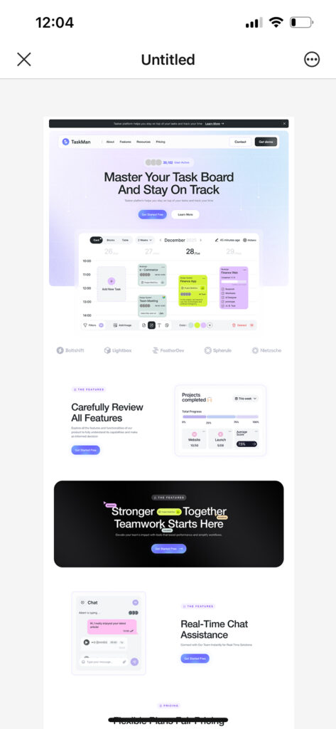 Скриншот с проектом в Figma на телефоне