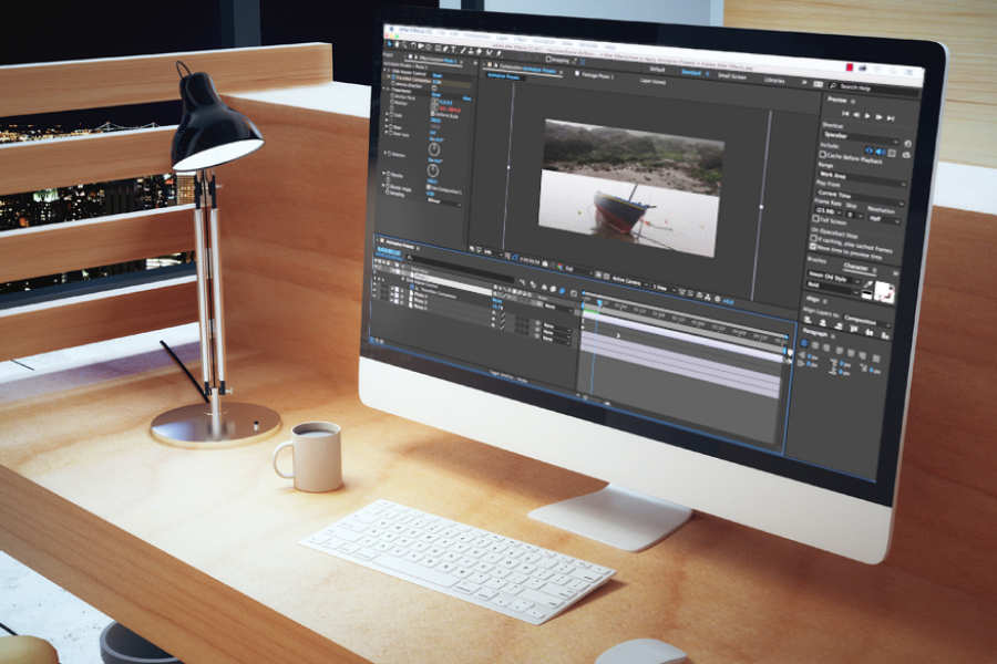 Компьютер с программой After Effects