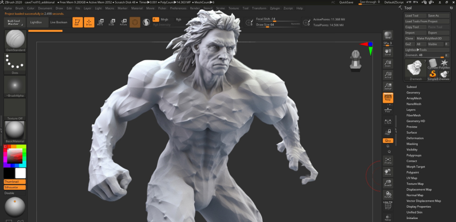 Интерфейс программы ZBrush